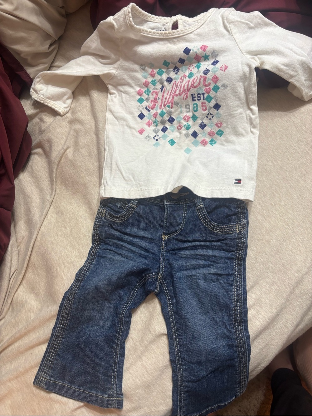 Tommy Hilfiger White Long-Sleeve Tee and bootcut jeans